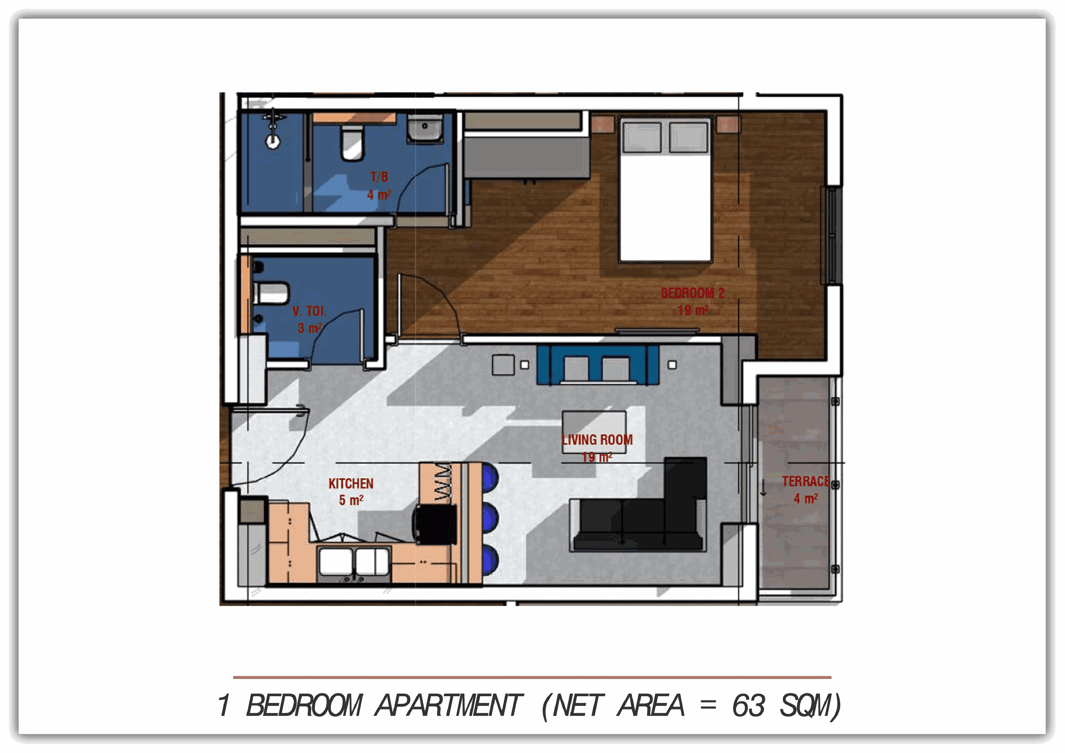 1BR - 63 sqm